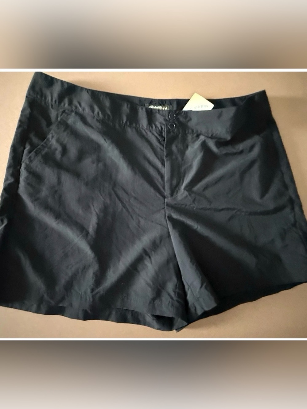 New Eddie Bauer Womens Black Supplex Nylon Shorts Lightweight Outdoor Size 18